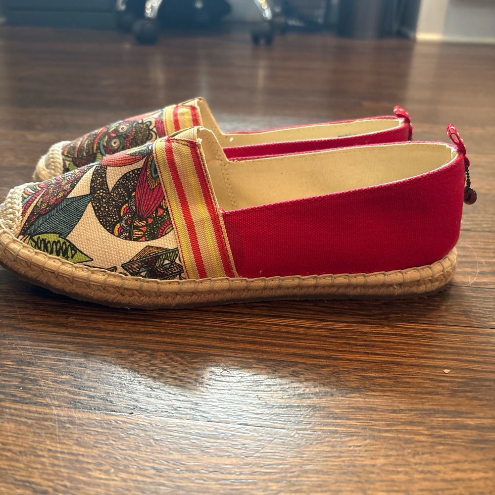 Sakroots Multicolor Canvas Slip-On Espadrilles with Red Trim - Picture 2 of 6